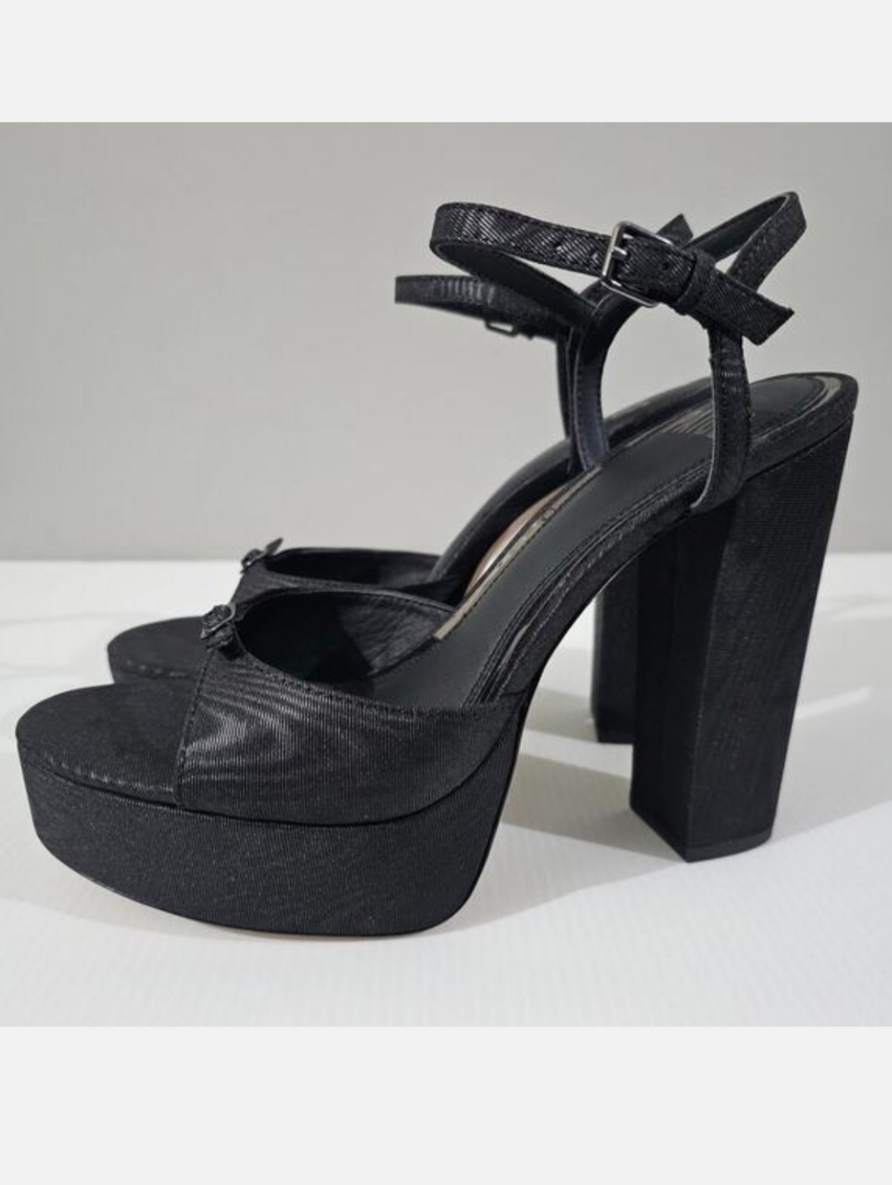 Paige Chase Platform Sandal Womens 9.5 Black Ankle Strap Block Heel Evening